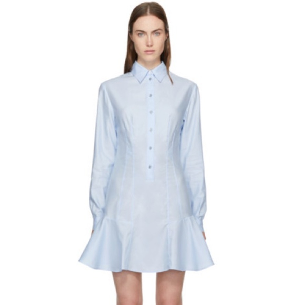Stella McCarthy Light Blue Poplin Women's Shirt Dress w flounce size 2 w flaws